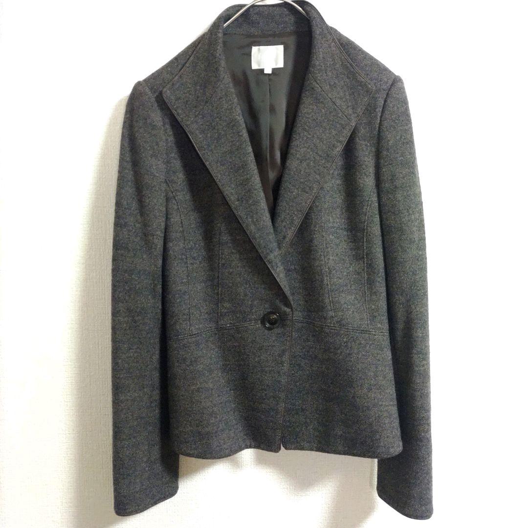 自由区 パンツスーツ チャコールグレー ウール 40