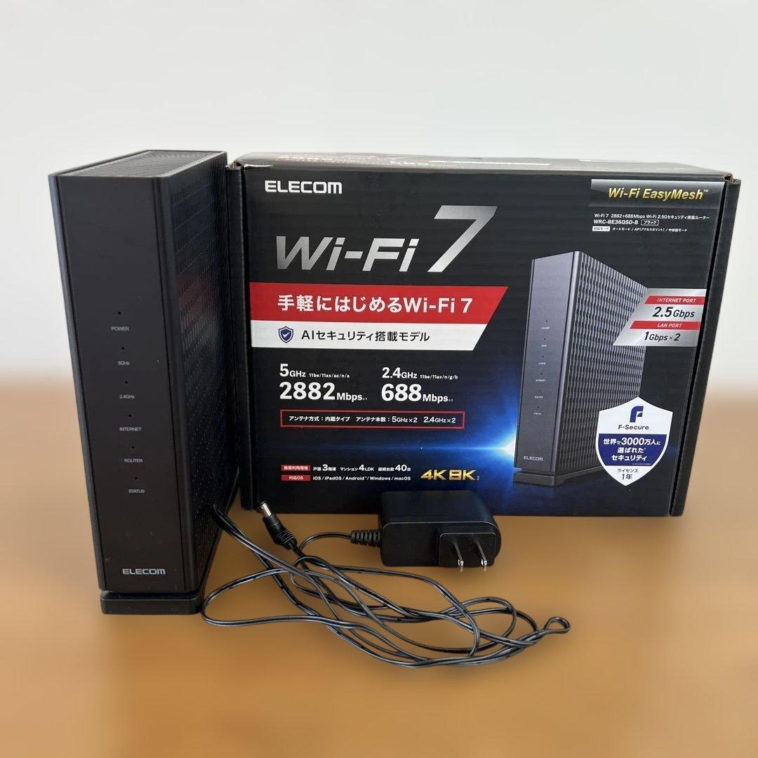 ELECOM Wi-Fiルーター Wi-Fi 7 WRC-BE36QSD-B