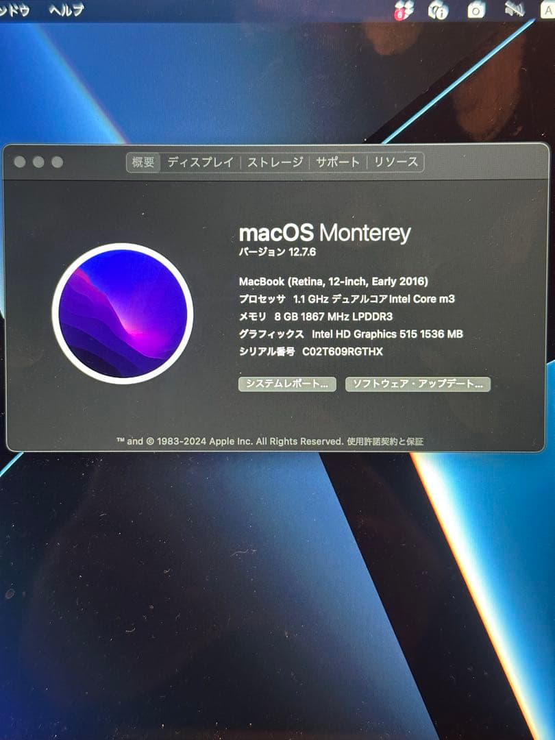 Apple MacBook シルバー A1534 初期化済み Retina