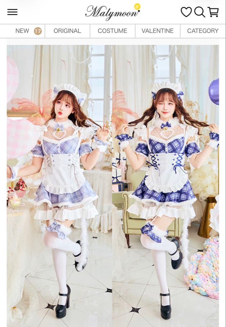 マリームーン/ヒロインチェックキャットメイド/コスプレ/Malymoon