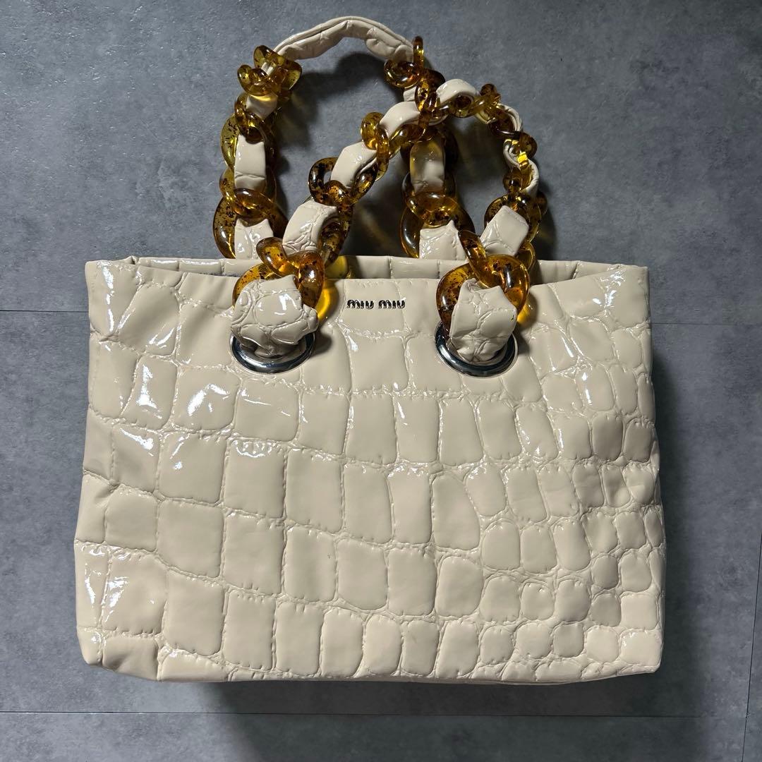 【希少モデル❗️】美品！vintage miumiu ハンドバッグ　ホワイト