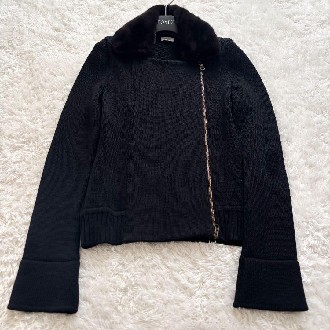 美品・2way✨フォクシーブティック　ミンクファー　ウール ニットジャケット