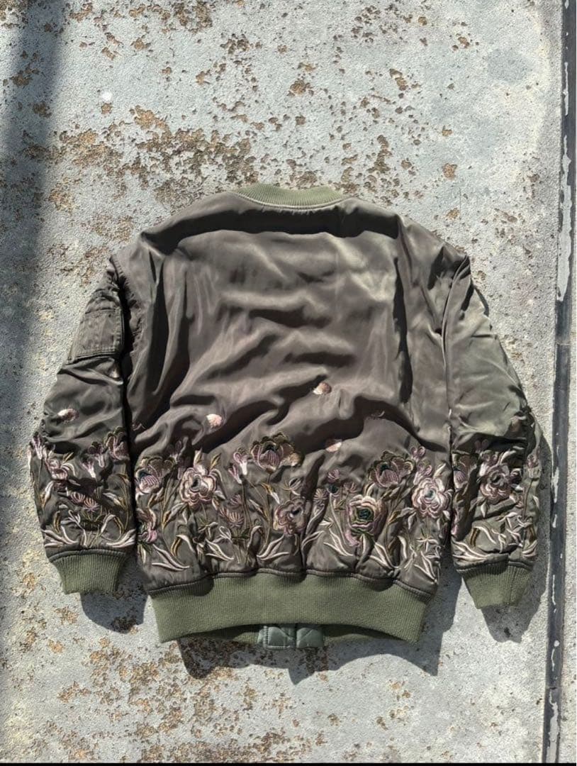 【希少】90s MA-1 リバーシブル 花柄 フラワーデザイン キルティング