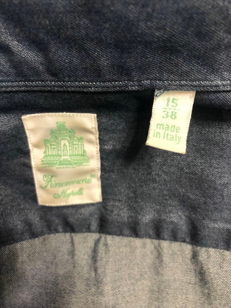 新作 フィナモレ MANUEL ワンピースカラー インディゴ デニムシャツ 38