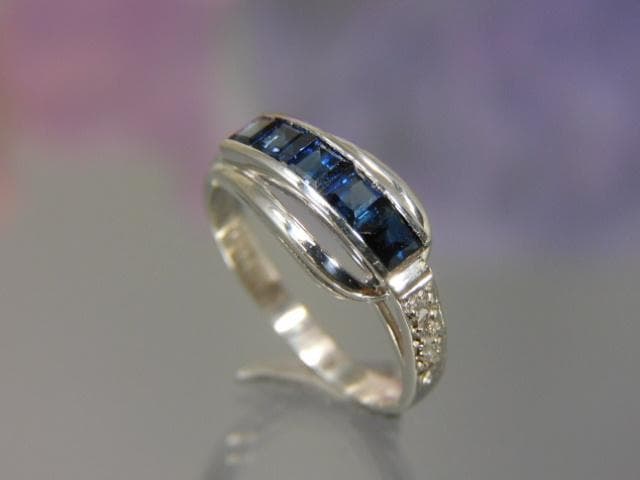 Pt900 サファイア1.02 メレ0.04 リング 14号　訳有