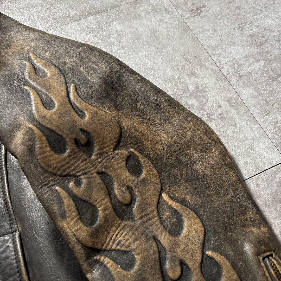 幻級　90s Harley-Davidson 3Dエンボス　フレイムパターン