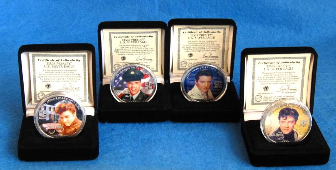 アメリカンシルバーイーグルカラー　１オンス銀貨　E・プレスリー２５周年記念　４枚