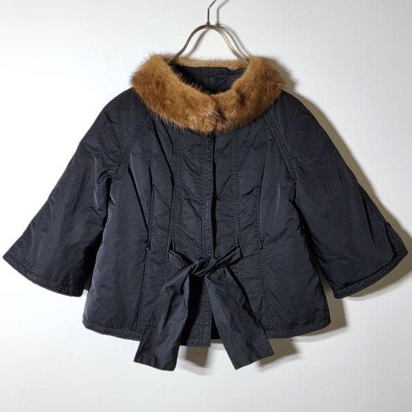 【レア】美品 モンクレール ファー付き ダウンジャケット 黒 サイズ00 6分丈