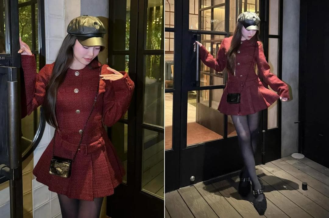 ダーリッチ darich ボックスプリーツツイードミニワンピース WHT FL