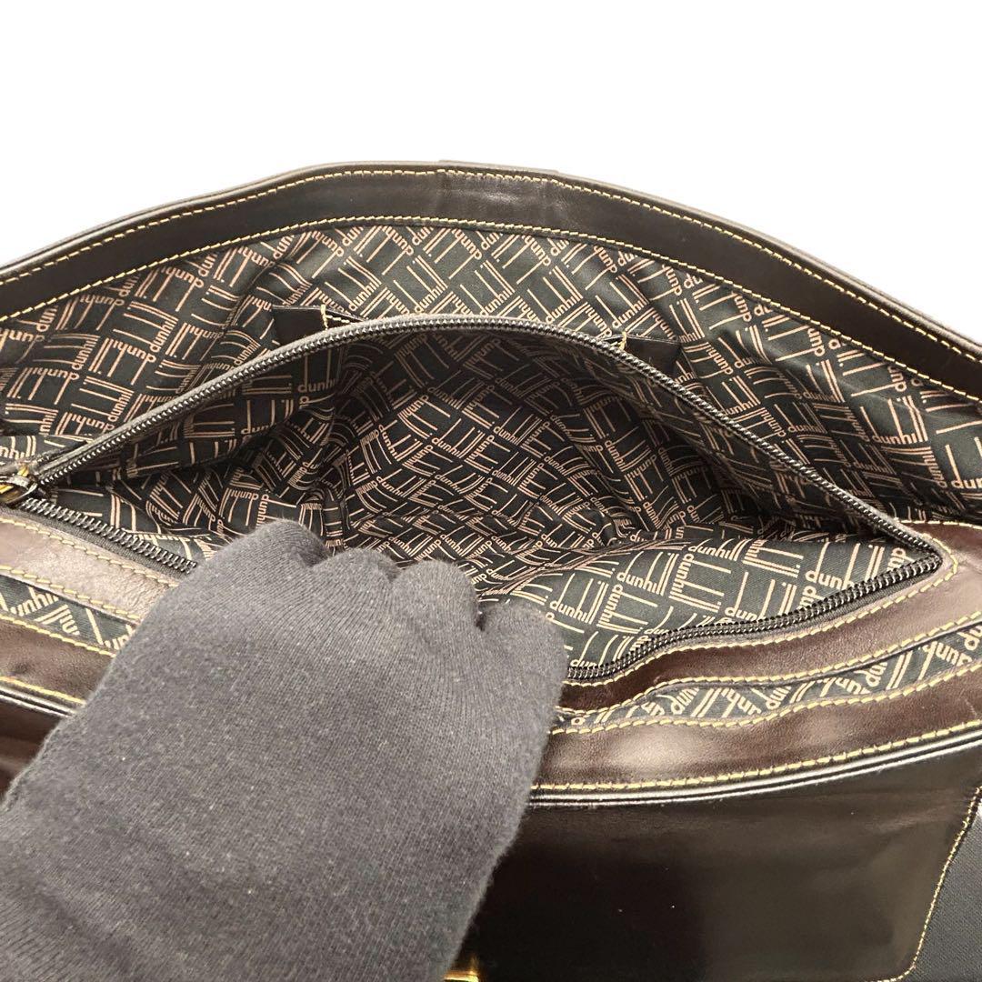 【美品】ダンヒル ダレスバッグ ビジネスバッグ レザー ゴールド金具 黒