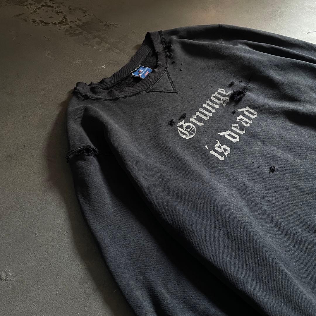 90's grunge is dead“ペイント“USA製“boro sweat