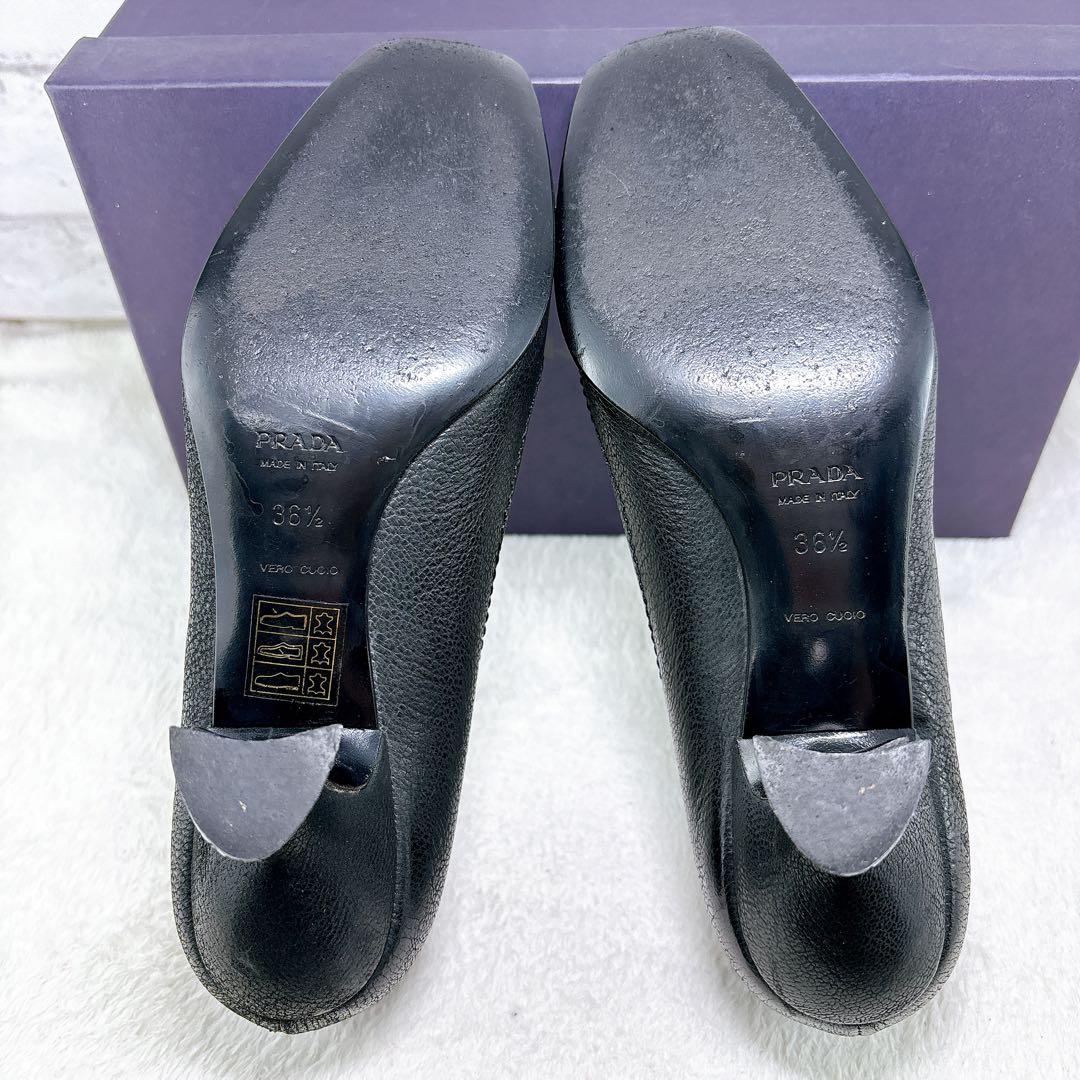 美品✨PRADA　プラダ　レザー　ブラック　23.5㎝