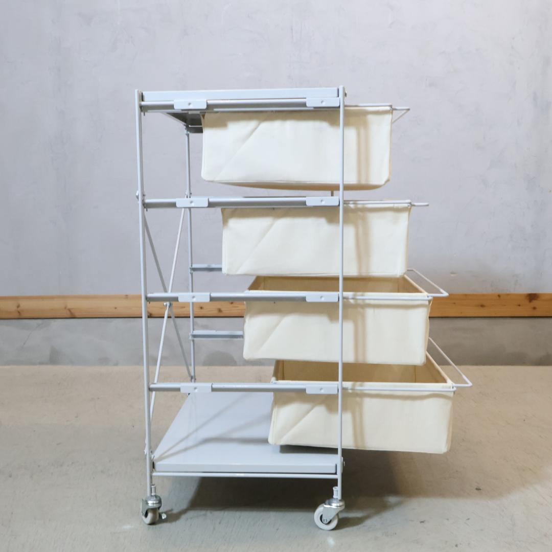 無印良品 MUJI スチール4段 帆布バスケット付き ユニットシェルフ チェスト