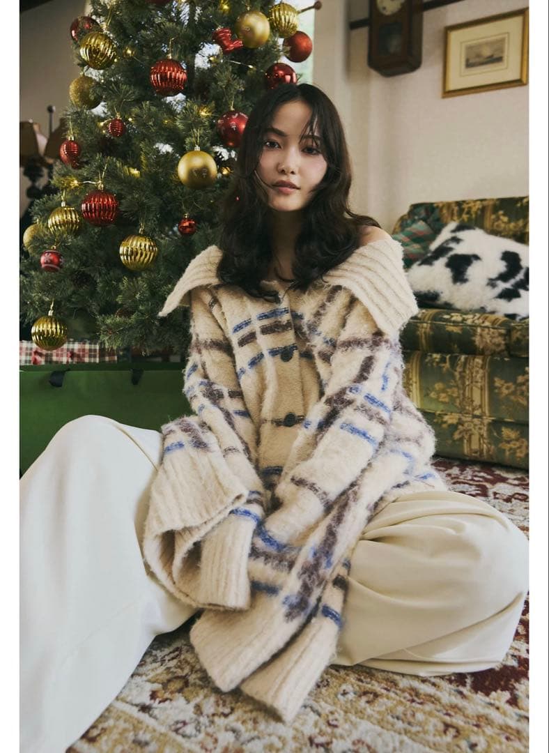 andequal checked pattern knit 新品 mideal