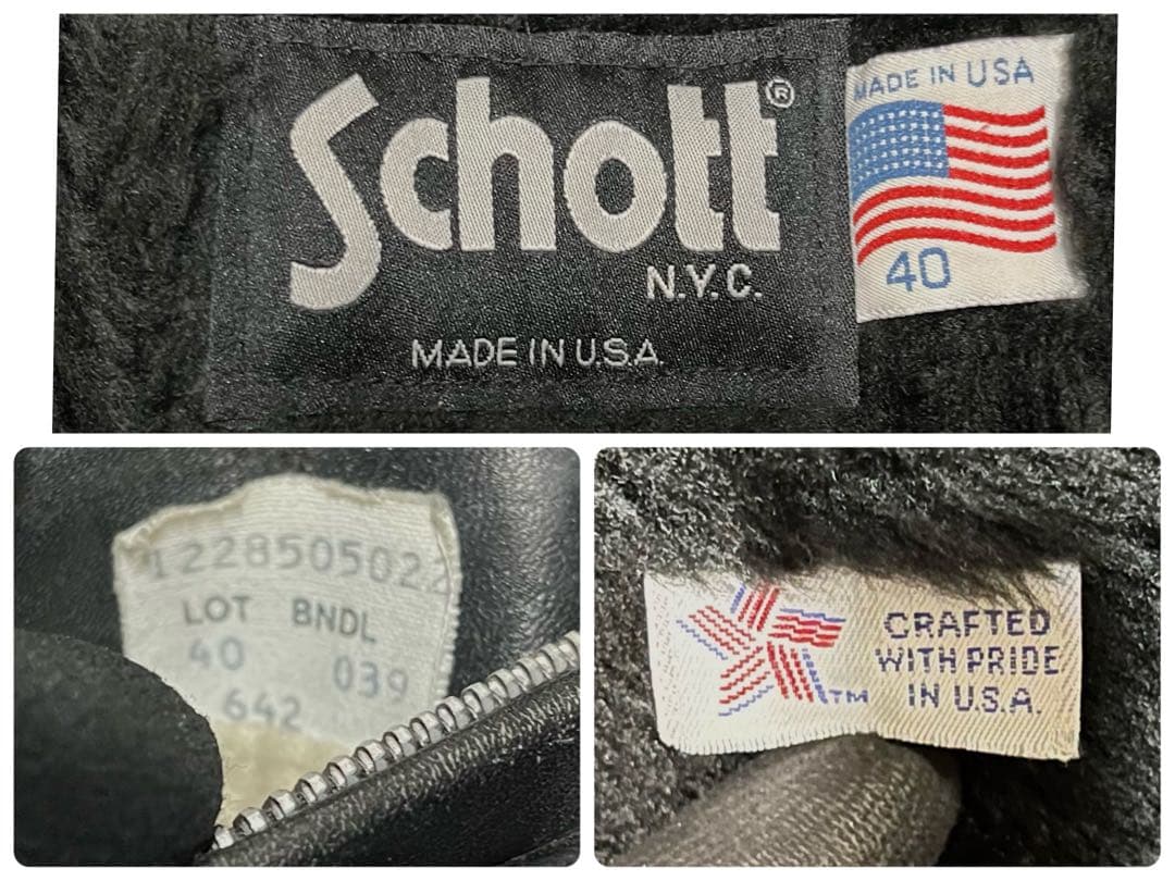 美品 schott 642 レザージャケット シングルライダース 牛革 40 黒