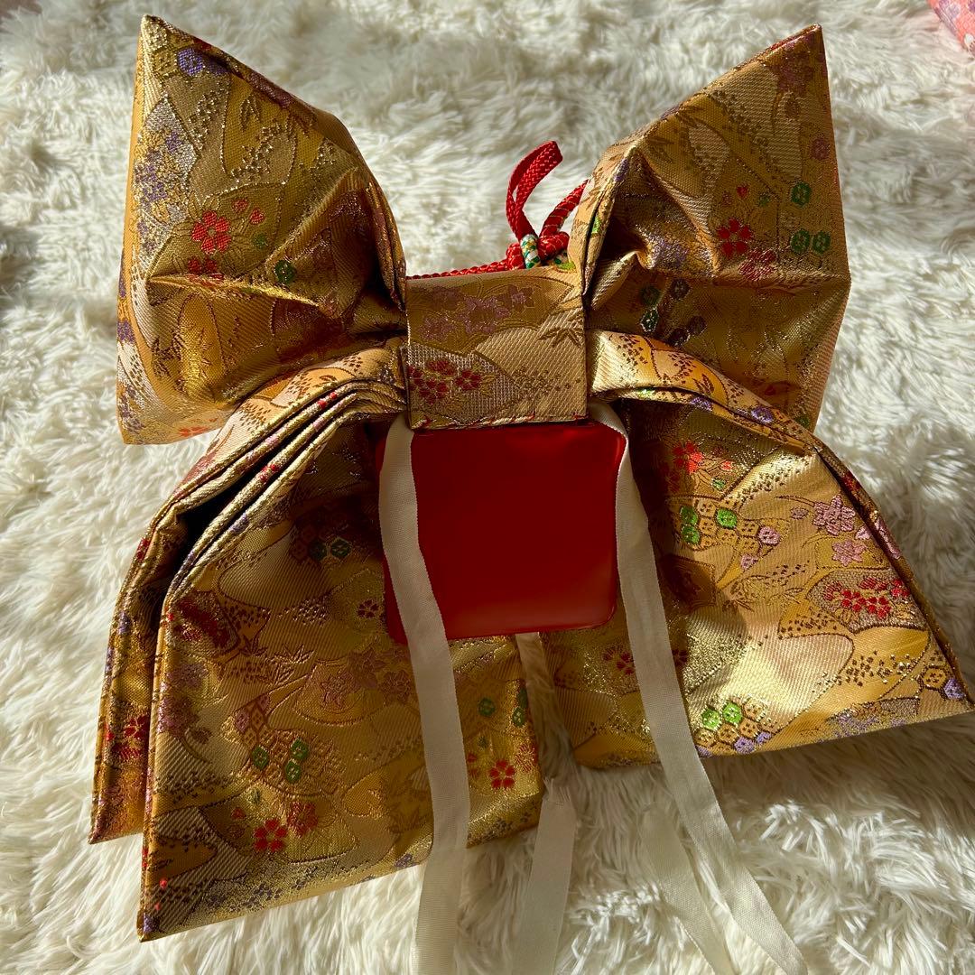 七五三 赤とピンクの花柄着物 作り帯 はこせこセット ７歳