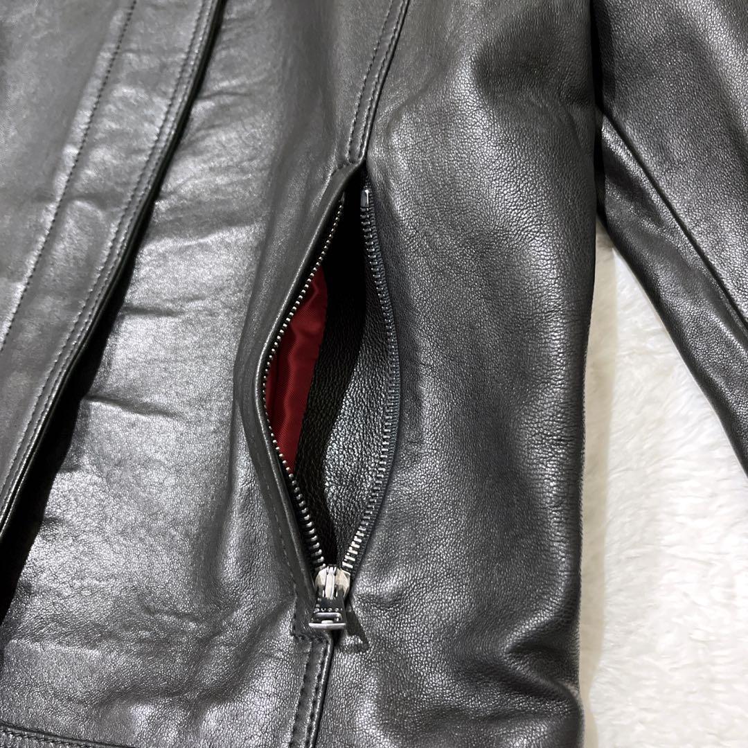 【現行 ✨美品✨サイズ40】GUCCI ラムレザーシングルライダースジャケット