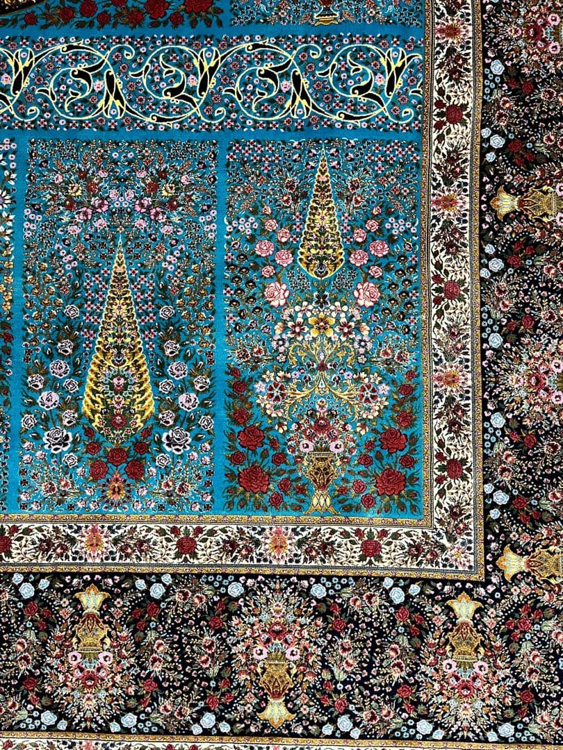 最高級特あ大判ペルシャ絨毯 イラン クム産　シルク100% 手織り289万ノット