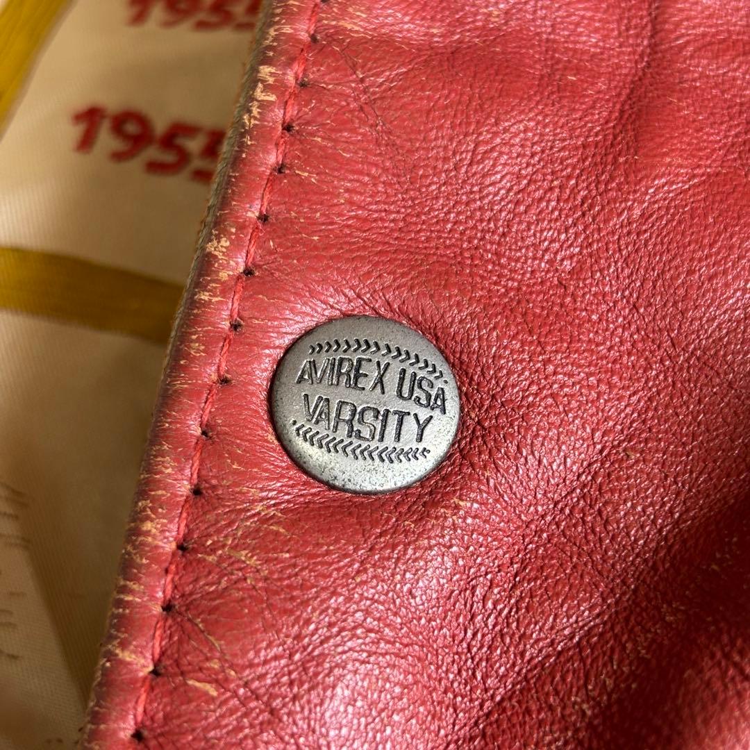 【超希少】アヴィレックス ラムレザージャケット スタジャン 羊革 刺繍 ワッペン
