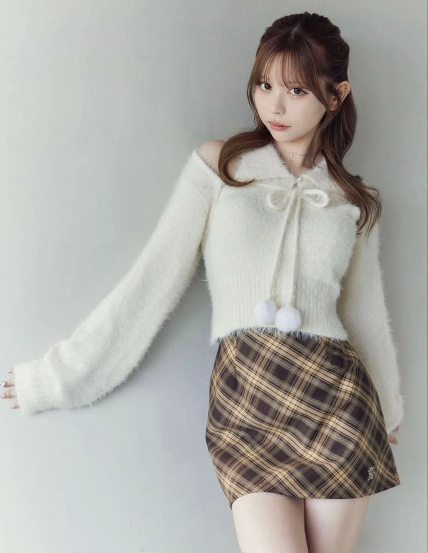 EATME シャツカラーアンサンブルニットTOP ホワイト