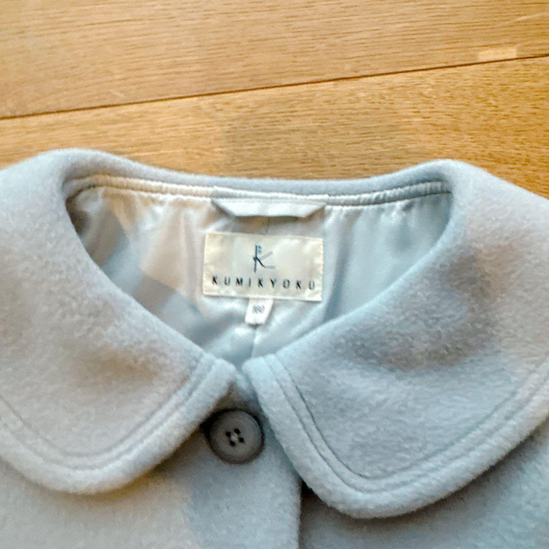 新品 組曲 ウールコート 150-160 ライトグレー系　7449