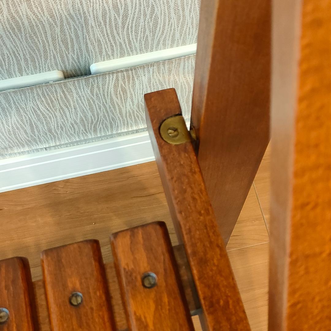 ヴィンテージ　木製　真鍮金具　フォールディングチェア　折りたたみ椅子