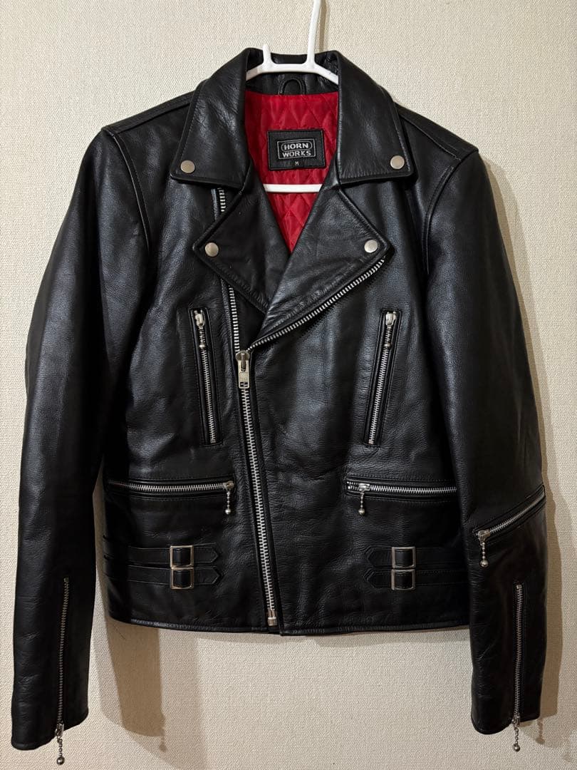 HORN WORKS ブラックレザー ダブルライダース M