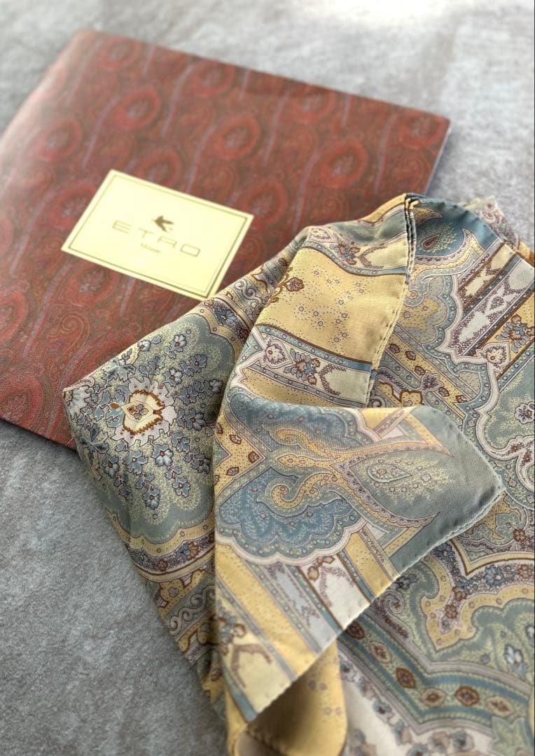【美品】ETRO／エトロ シルク 大判ストール ・ショール　大判サイズ133cm