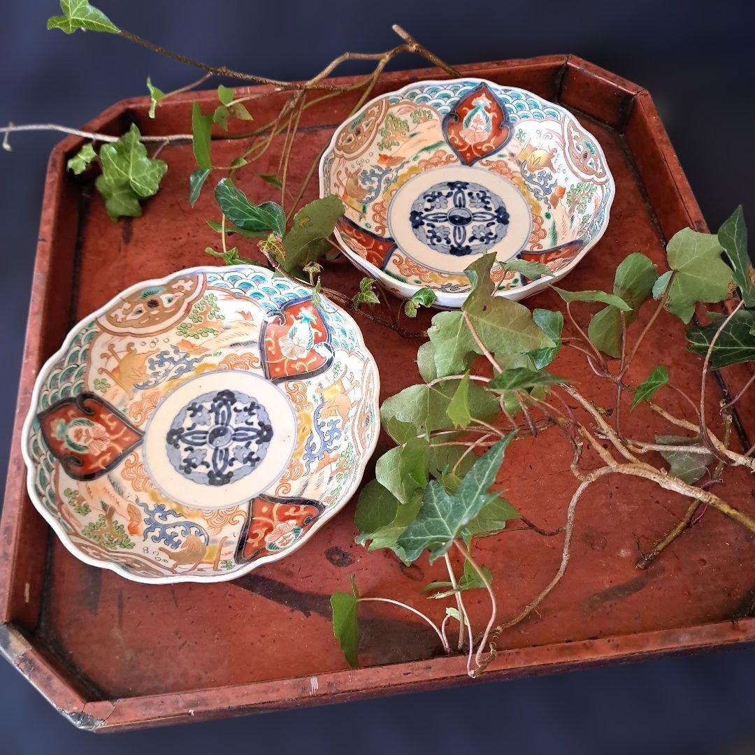 「ご成約者」です。 「金彩うさぎに 青海波」古伊万里皿　2点まとめて