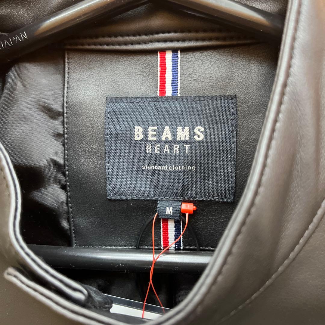 BEAMS ブラック レザージャケット Mサイズシングル ライダース 革 黒