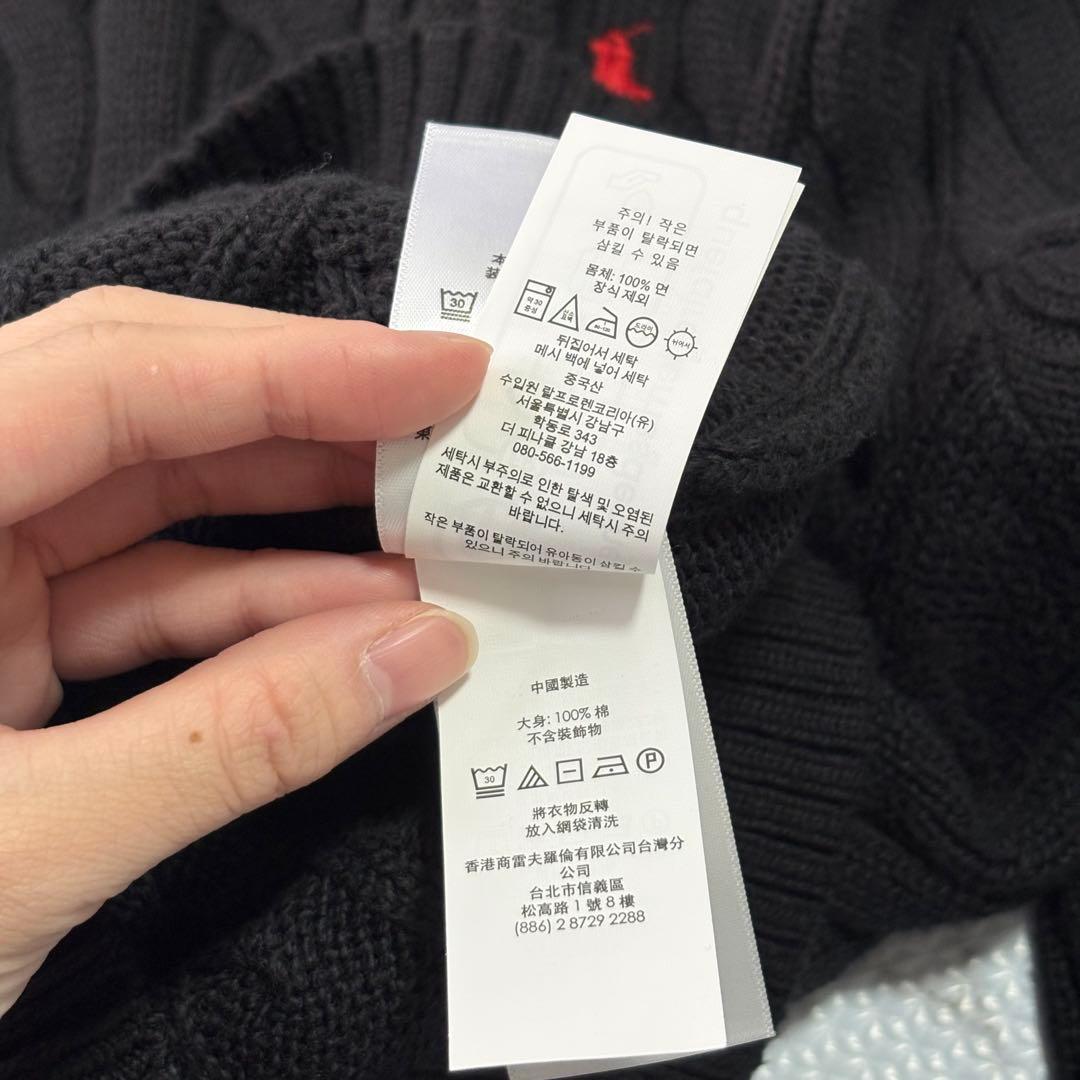 ✨大人気✨ ポロラルフローレン現行QR黒　ケーブルニットM