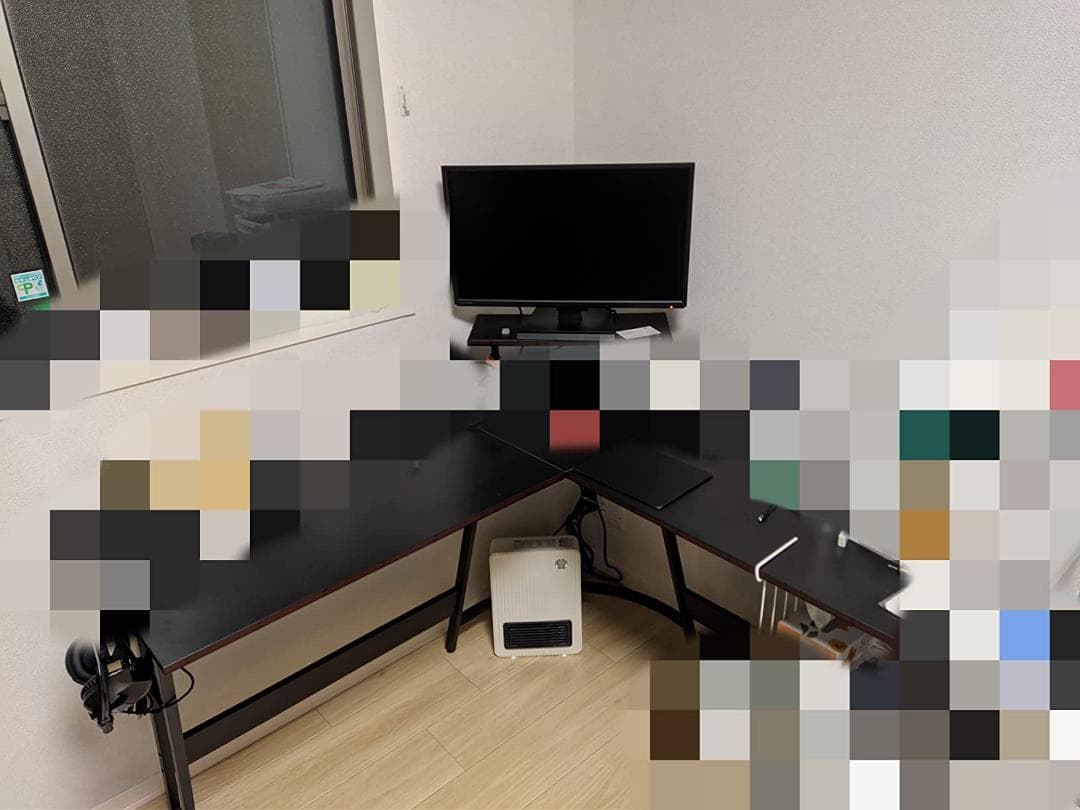 L字型コーナーデスク モニター台付き