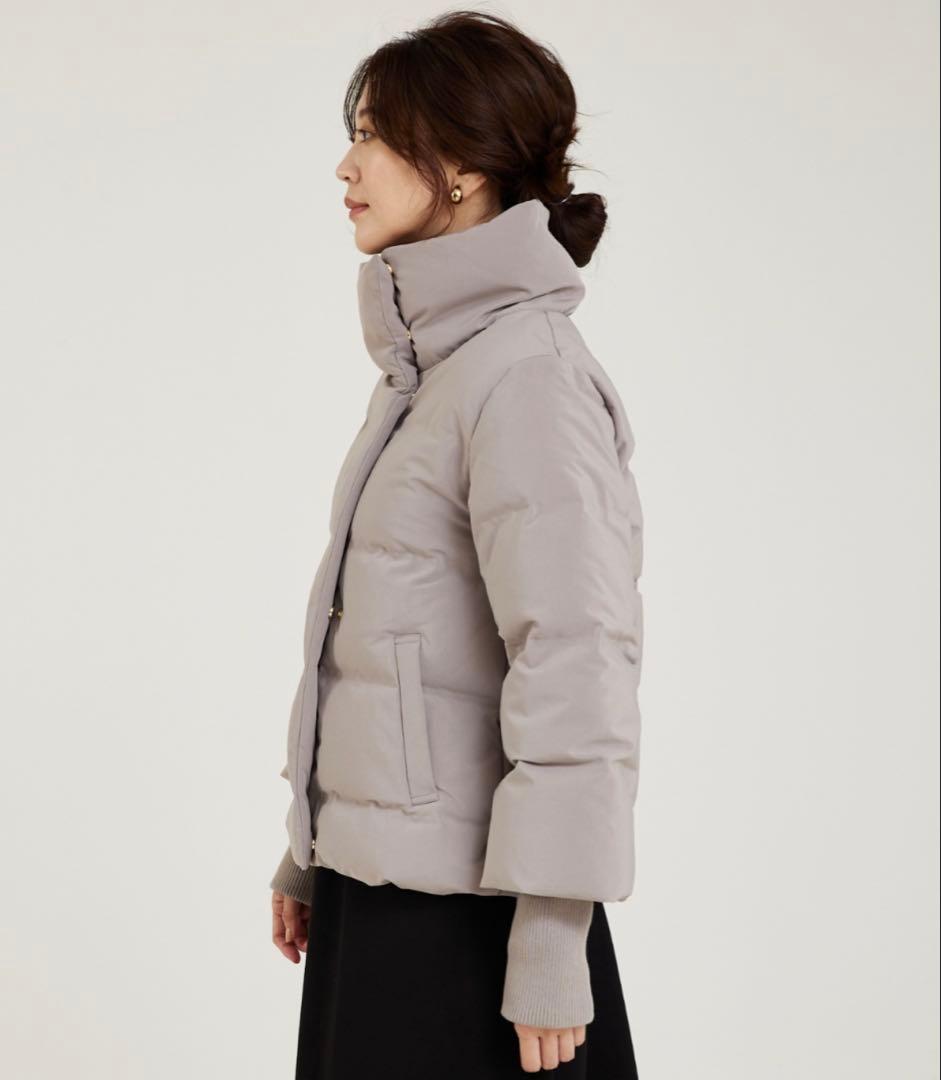 アバハウス袖リブシームレススタンドダウン定番/軽量/冬服/長袖/きれいめ