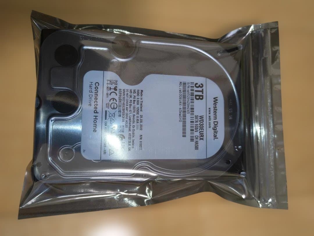 ほぼ新品 WD30EURX 3TB 3.5インチ内蔵HDD 使用時間1時間
