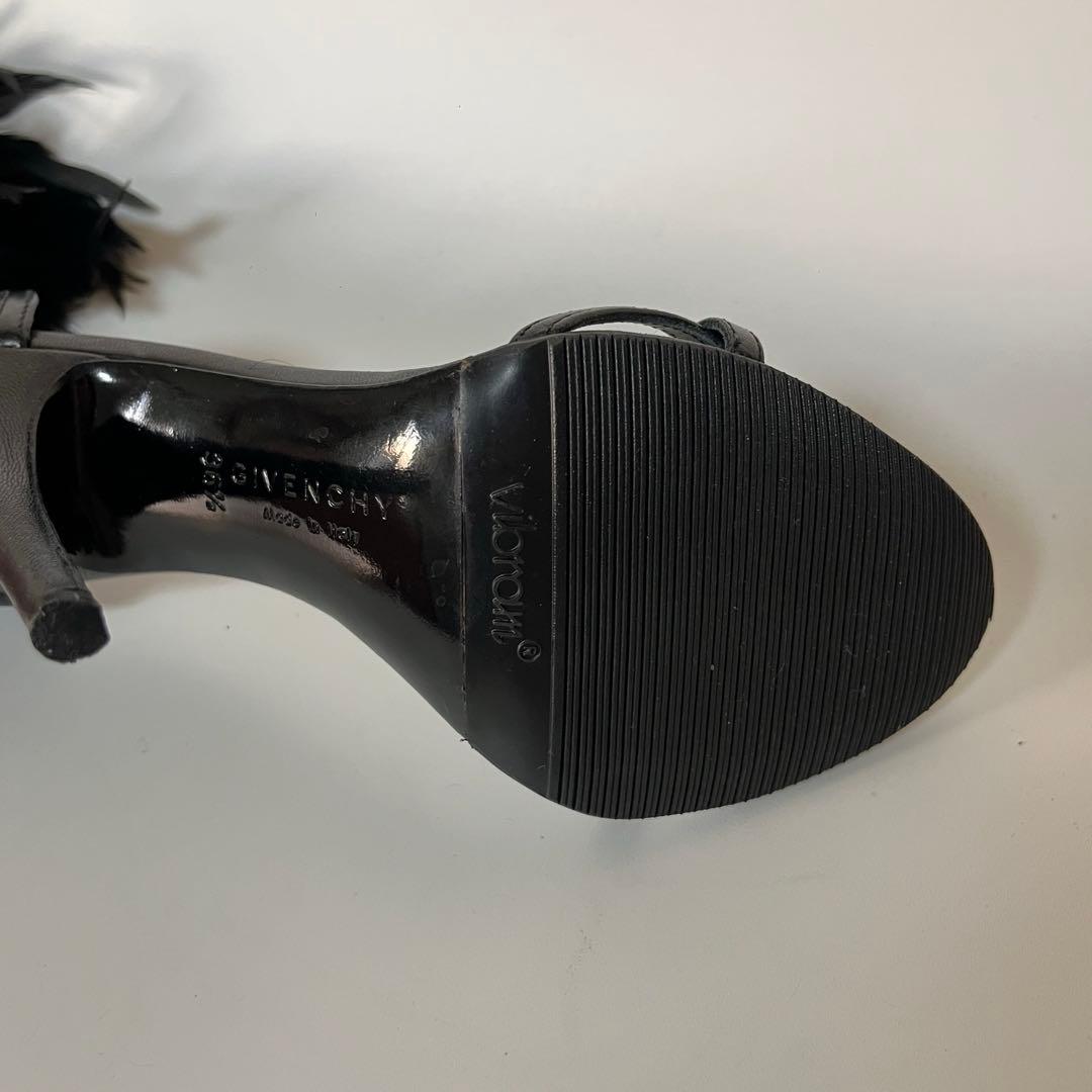 美品　GIVENCHY フェザー　羽毛　ハイヒール　アンクルストラップ　サンダル