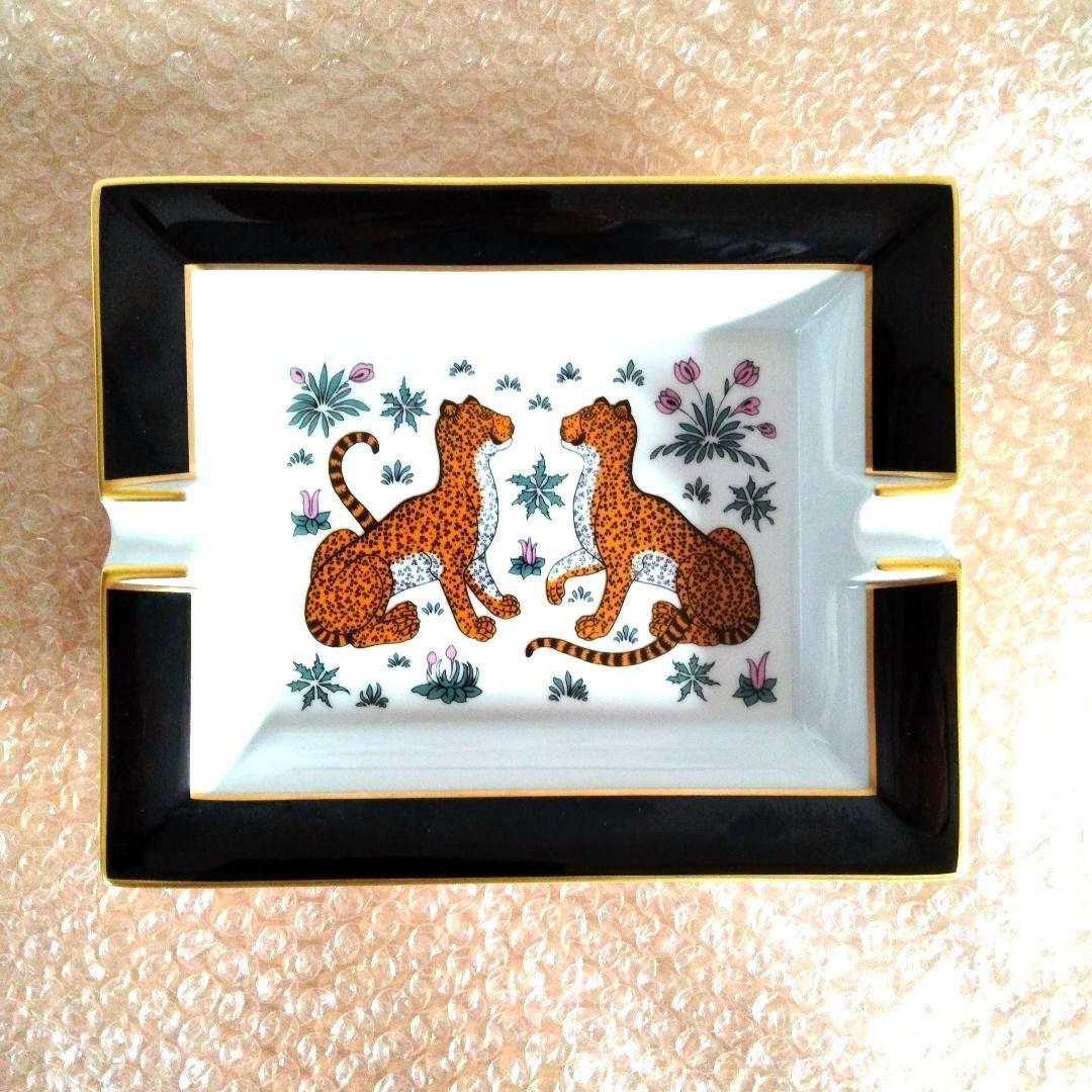 エルメス　スクエアプレート　アッシュトレイ　 ヒョウ　レオパード　 四角型灰皿