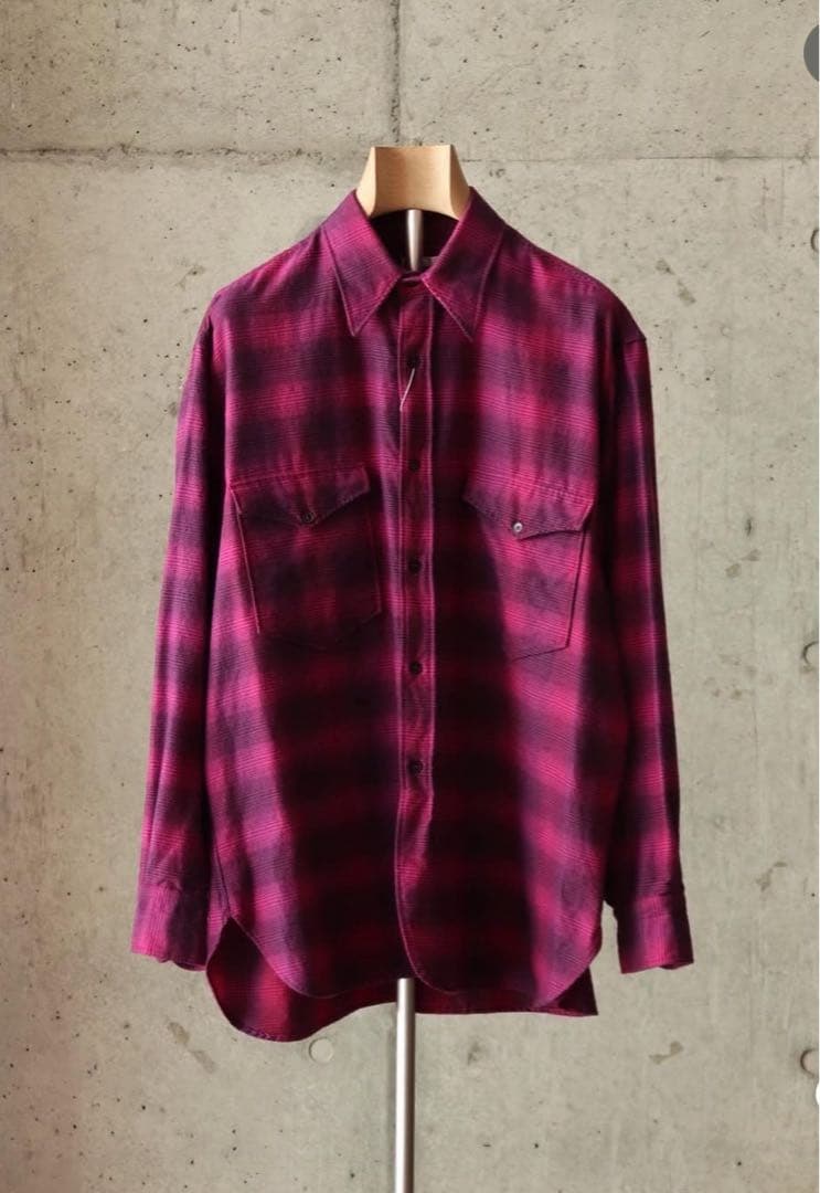 COMOLI コモリ ウールシルク ワークシャツ ピンク 3
