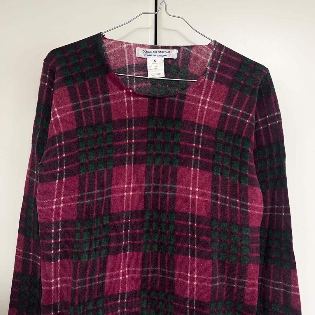 コムデギャルソンコムデギャルソン ウール チェック ニット セーター