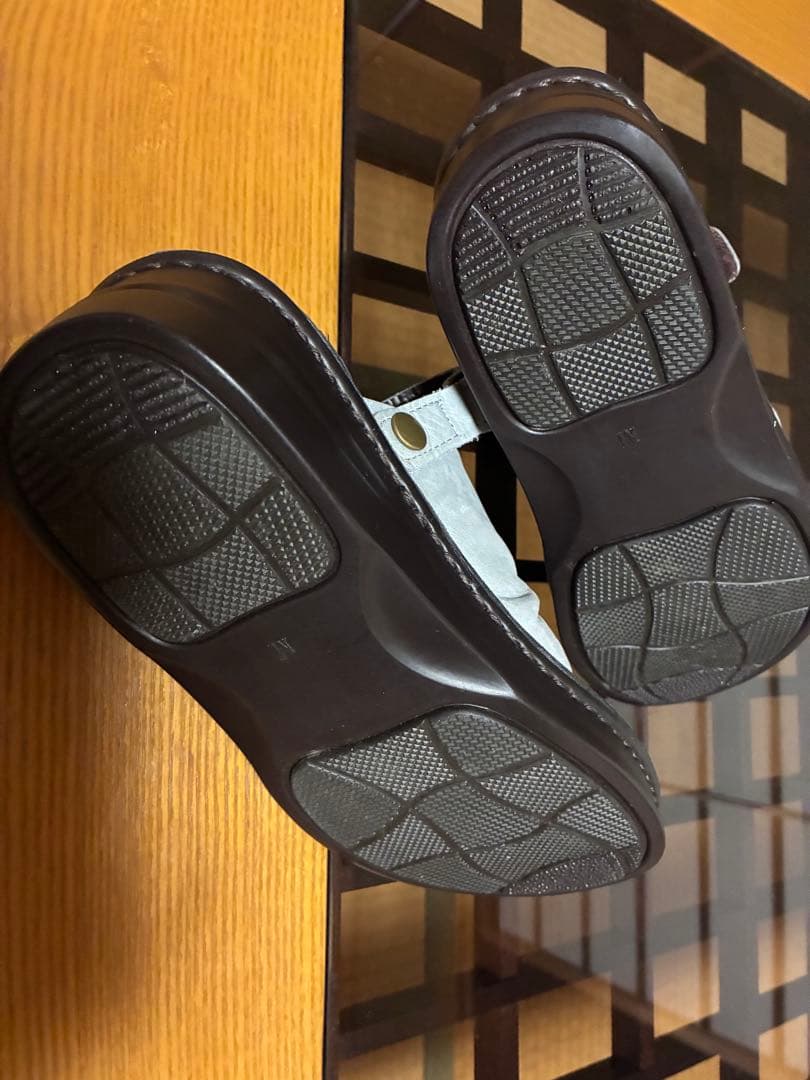 未使用インコルジュ本革オープントゥくしゅくしゅ WAYサボ風サンダルM日本製