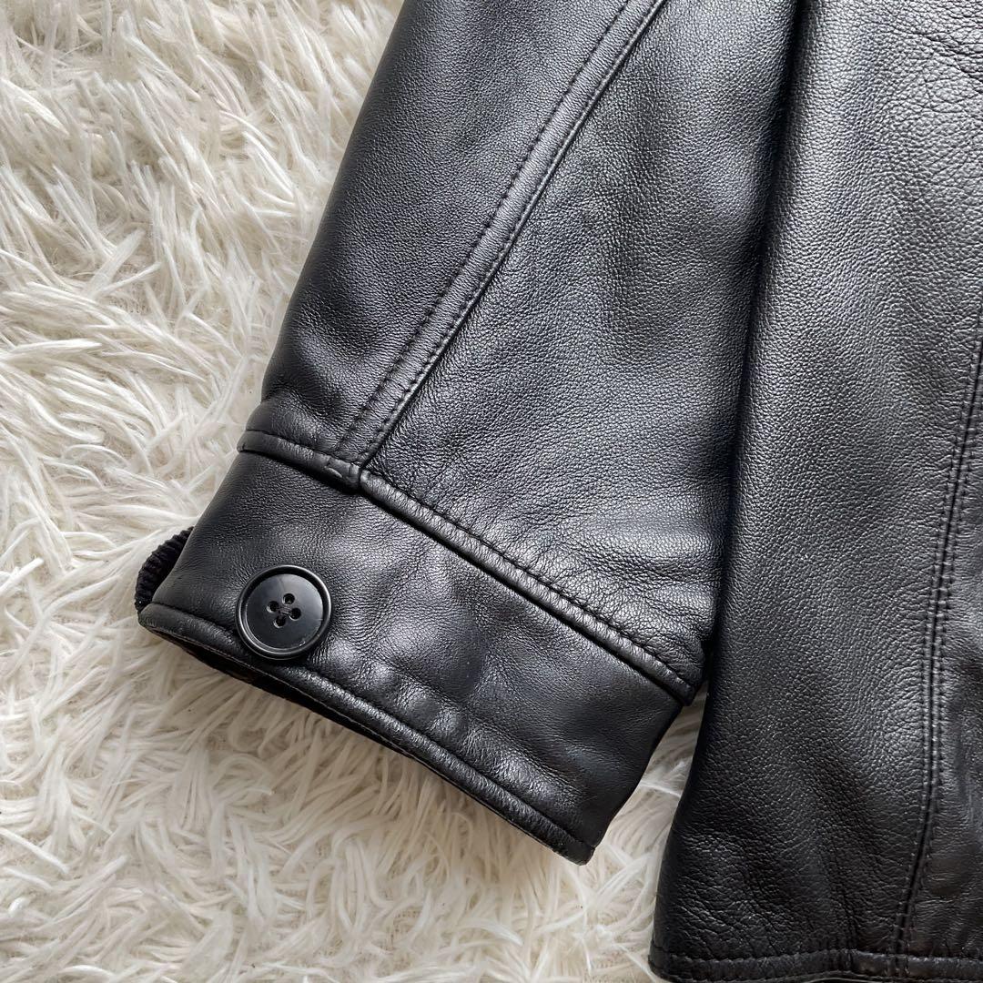 人気✨BEAMS シープスキン　レザージャケット　カーコート　本革　ブラック　M