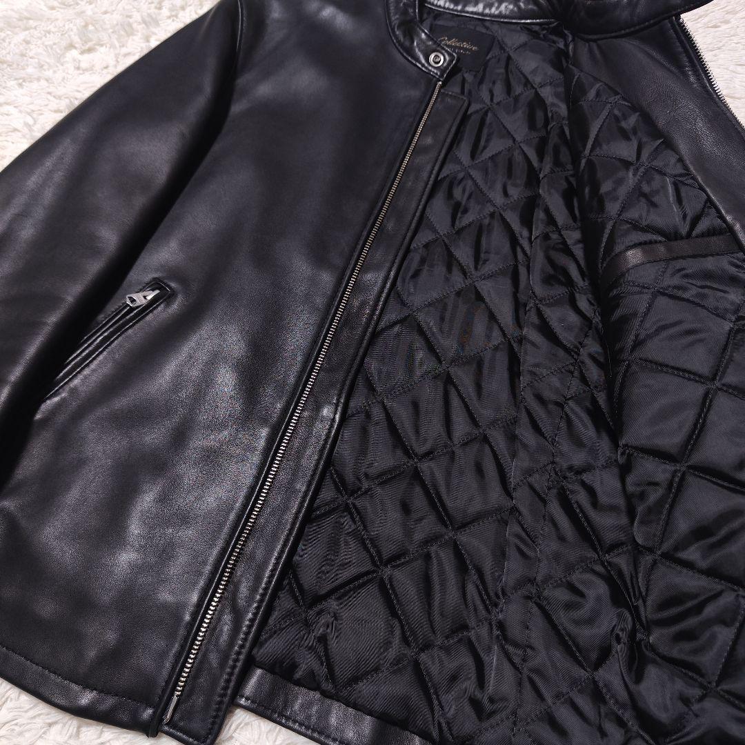 美品✨メンズビギ 羊革 シングルライダース レザージャケット シープスキン 黒