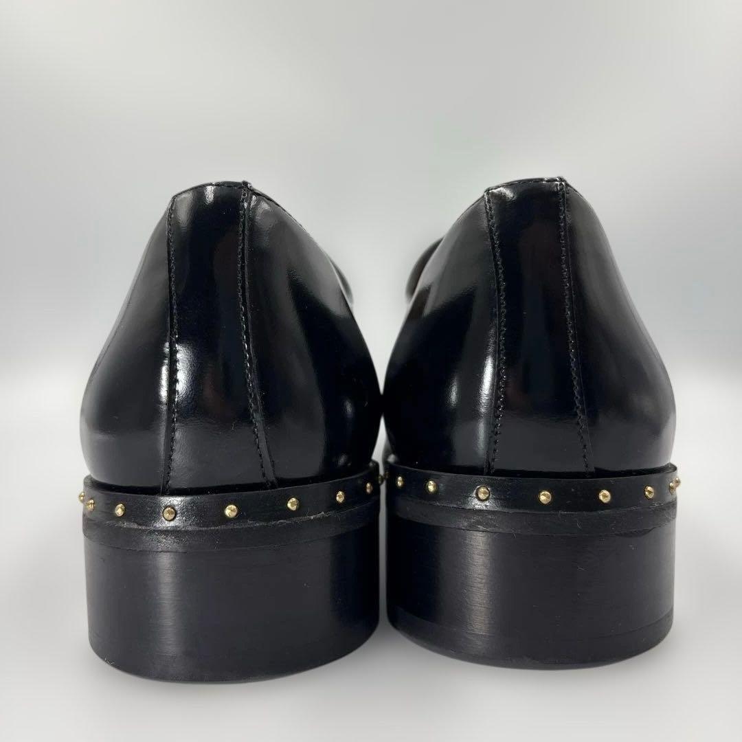 ✨新品✨　ペルティニ　ブラック　レザー　スタッズ　マニッシュシューズ　ローファー