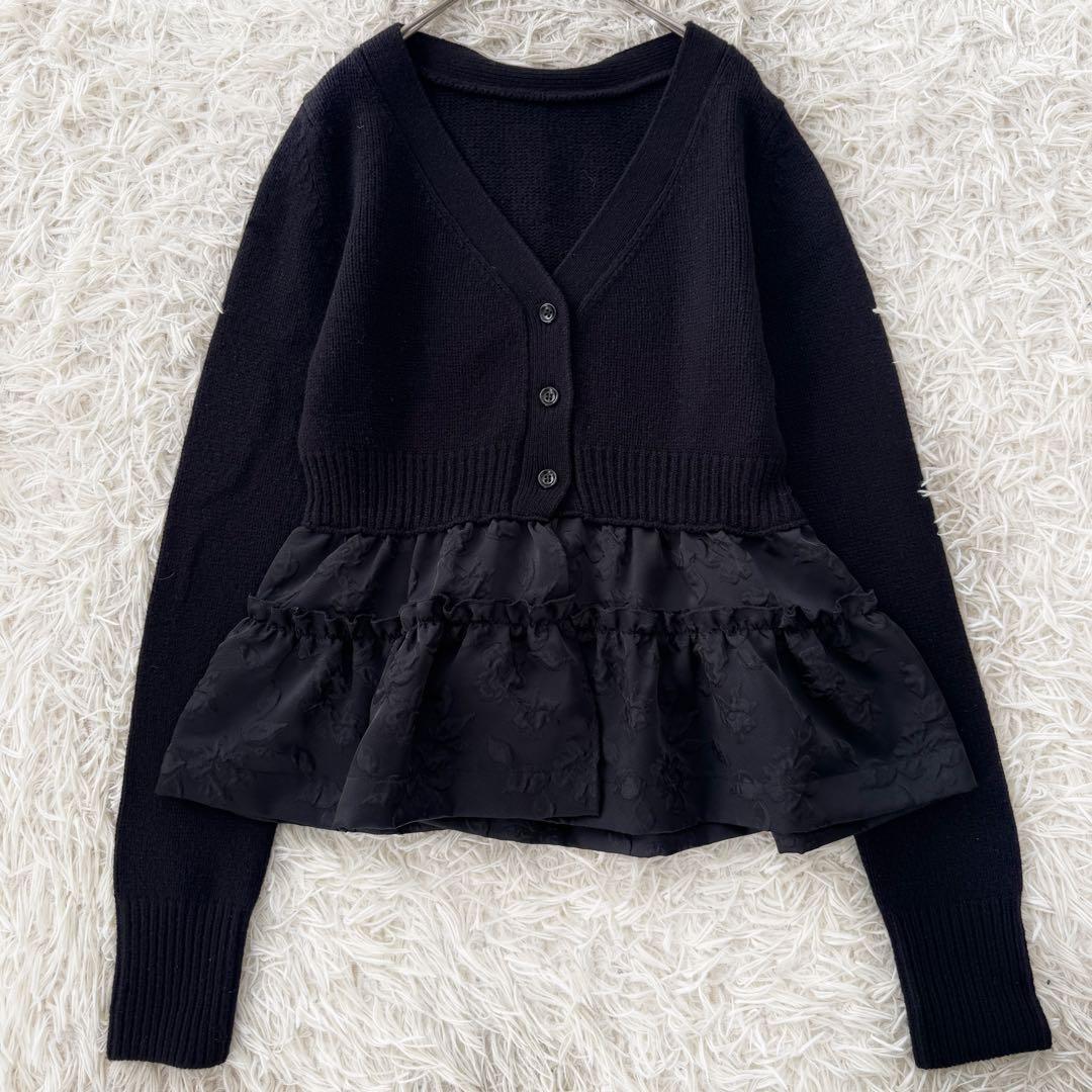 cygne シーニュ ドッキングカーディガン beth ブラック ペプラム