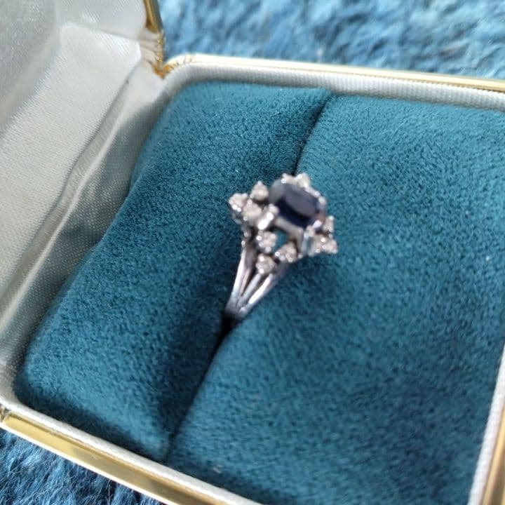 アンティークリング⭐︎プラチナ900サファイヤダイヤリング⭐︎11号
