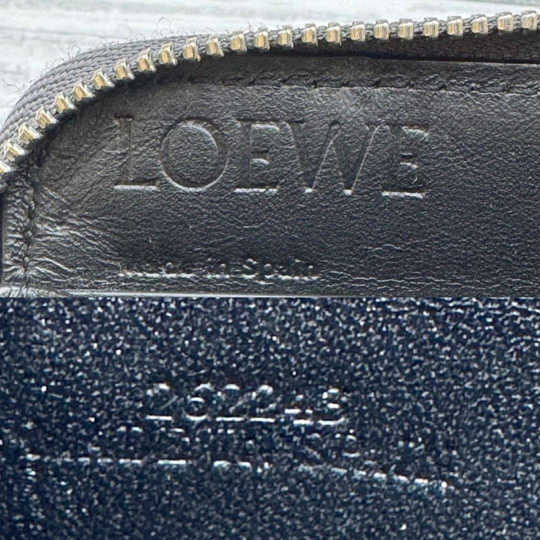 【美品】LOEWE アナグラム ジップアラウンド 長財布　グレー　レザー