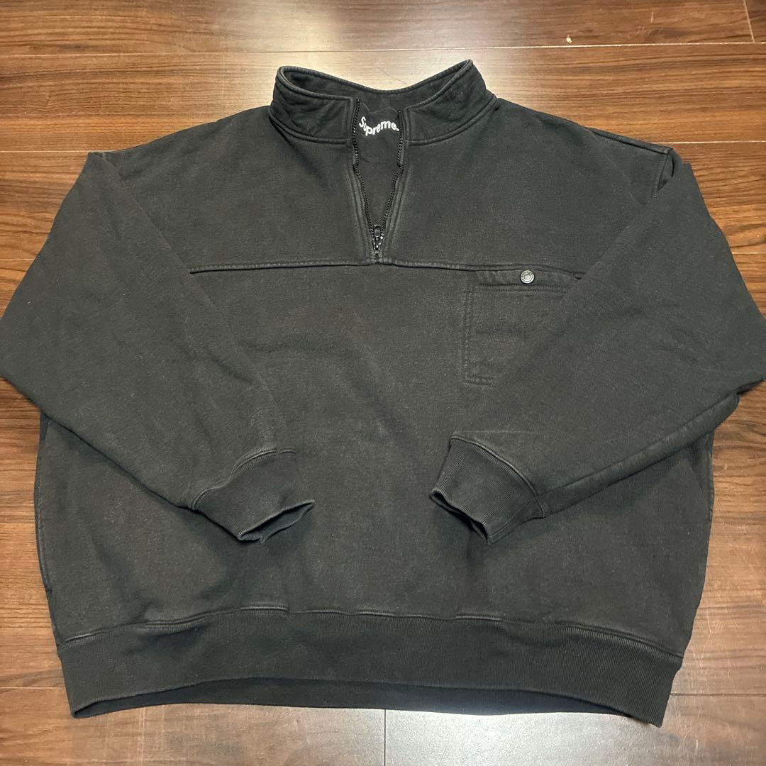 Supreme ブラック ジップアップ スウェットL短丈 BOXシルエット