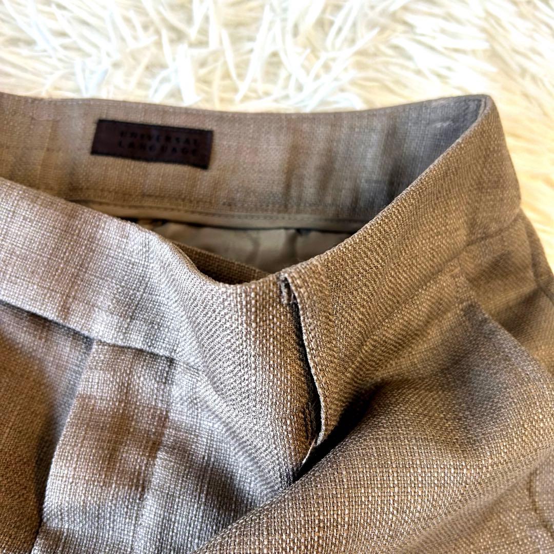 美品　ユニバーサルランゲージ パンツスーツ セットアップ ノーカラー 38　春夏