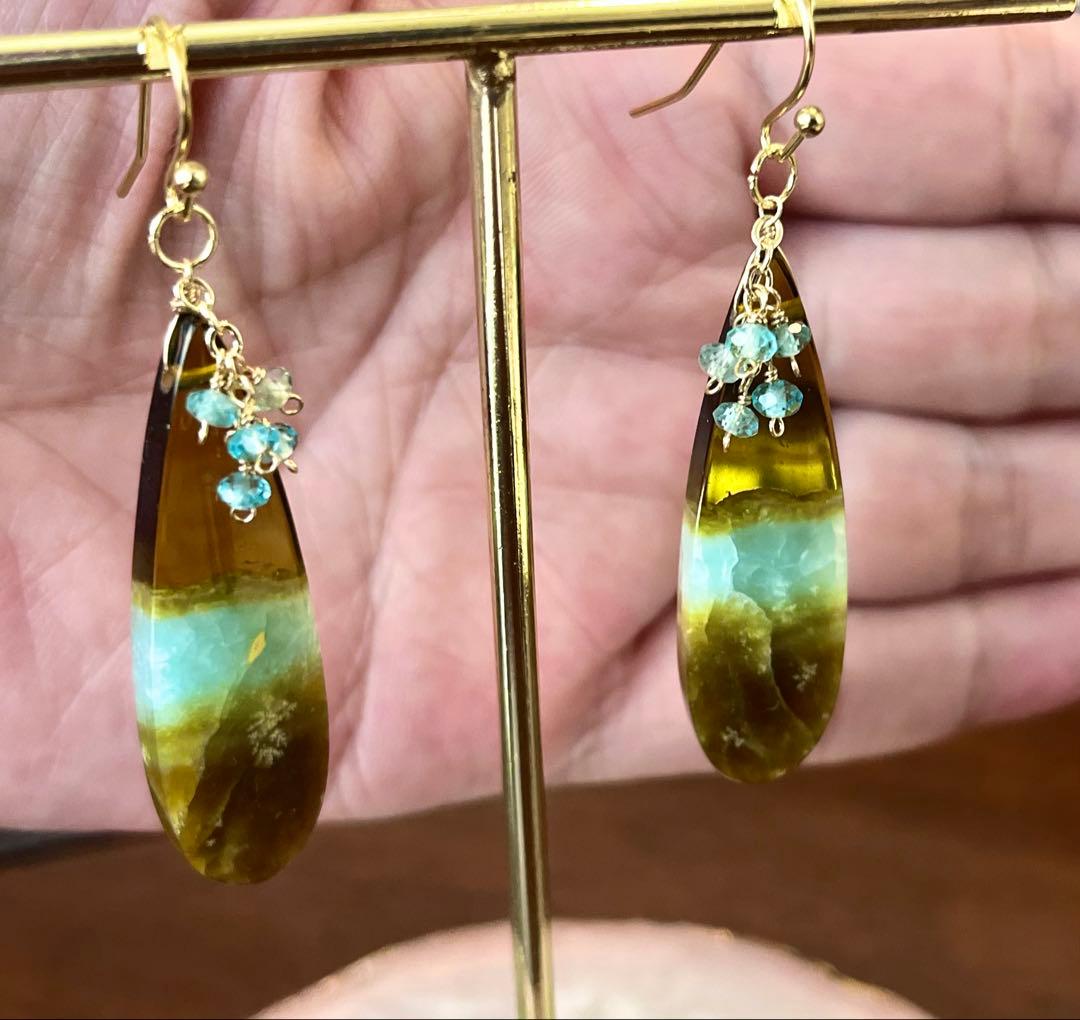 のほほんです14kgfブルーオブシディアンピアス