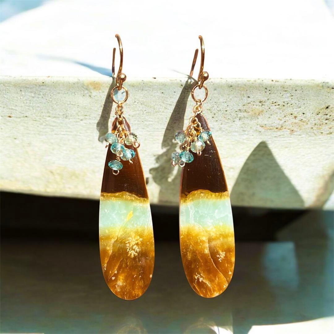 のほほんです14kgfブルーオブシディアンピアス