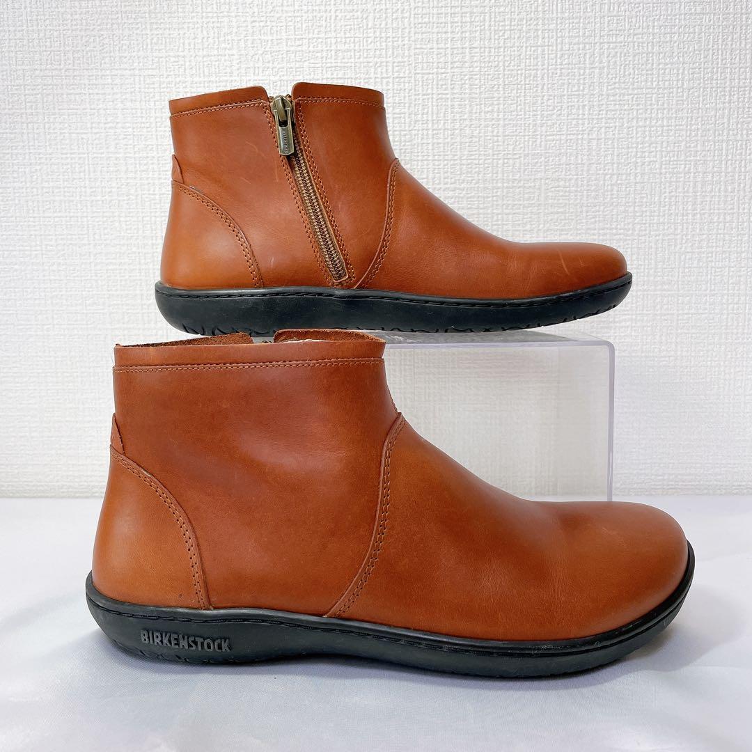 ビルケンシュトック ベニントン 38 ショートブーツ ブラウン サイドジップ本革